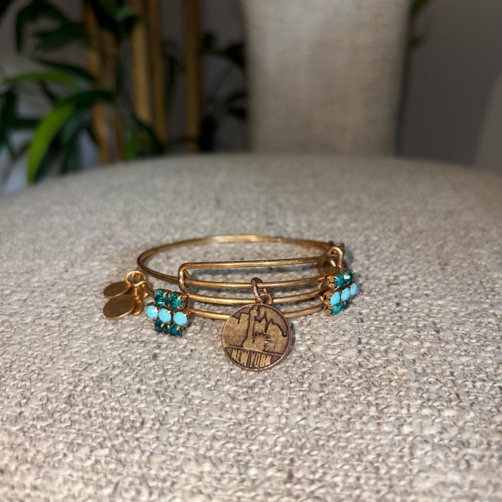New York Gold and Turquoise Charm Bracelet